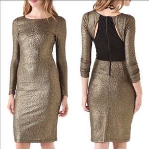 New Alice + Olivia Gold Metallic Dress